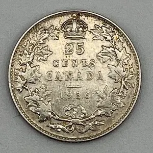 higher Grade 1936 Canada Silver 25 Cent