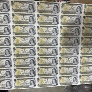 Uncut sheet of 40 Canada 1973 $1 bills