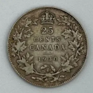 Higher Grade 1930 Canada Silver 25 Cent