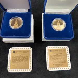 Two 1994 Royal Canadian Mint Remembrance Proof Dollars in Boxes