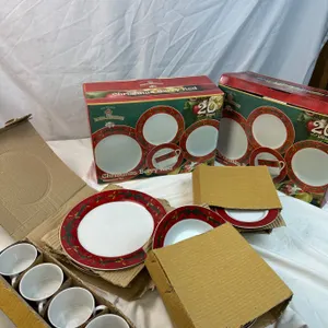 2 Sets of Royal Heritage Christmas Berry Red Dishes