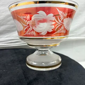 Czech Bohemian Cranberry Glass Dish