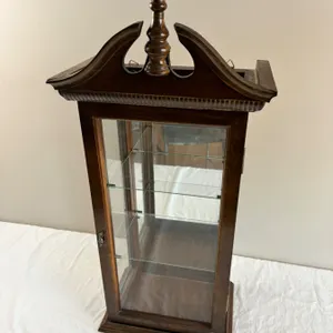 Vintage Wooden Wall Mounted Curio Cabinet