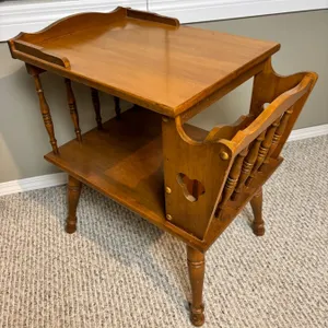 Wooden Table with Magazine Rack