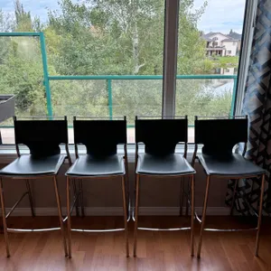 4  Jysk Grey & Chrome Coloured Bar Stools