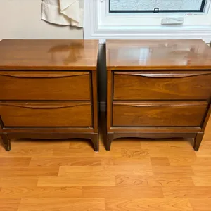 Pair of Vintage "Satin Walnut" Nightside Tables