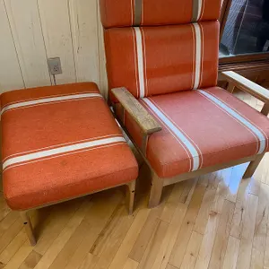 Mid Century Patio Armchair & Ottoman