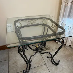 Side Table with Glass Top & Metal Legs