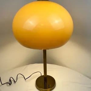 Vintage Brass Like Table Lamp with Plastic Shade