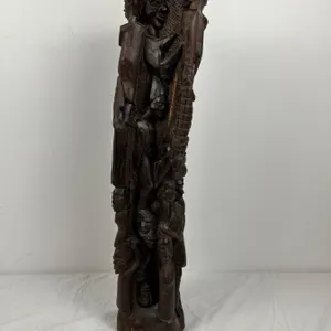Detailed 4 Sided Wooden Carving