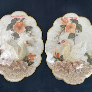 2 Shell Art Creations from the Philippines. 9 Wide x 12 High