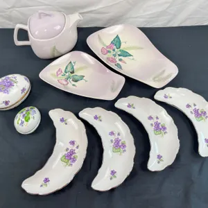 Assorted Purple Floral China