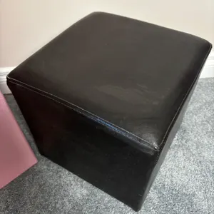 Faux Leather Storage Cube and Footstool