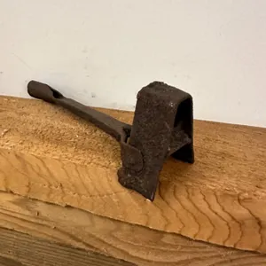 Wooden A with 3 cast iron brands