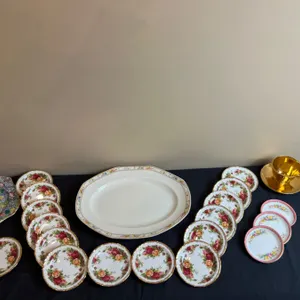 Assorted Servingware With Gold Coloured Trim
