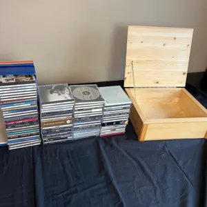 Assorted CD's & Wooden Storage Box