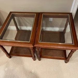2 Glass Top Side Tables