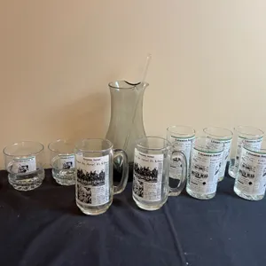 Edmonton Journal Glasses, Mugs & Pitcher with Stir Stick