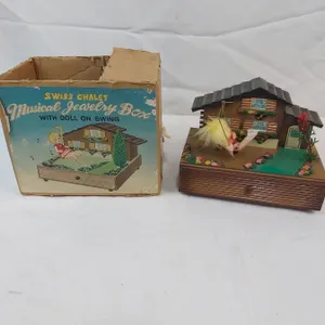 Vintage Swiss Chalet Musical Jewellery Box (Tested)