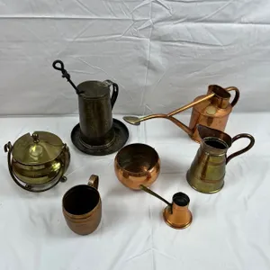 Assorted Brass & Copper Like Pots & Jugs