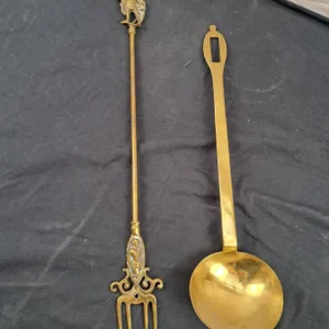 Brass Coloured Decorative Ladle & Fork