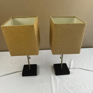 Pair of Lamps with burlap style shades