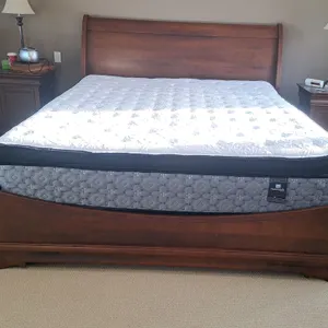 King Wooden Sleigh Bed Frame with Mattress & Boxspring