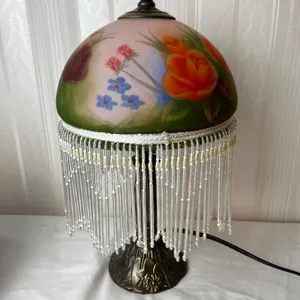 Beaded Art Glass Lamp