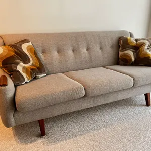Mid Century Upholstered Teak Sofa
