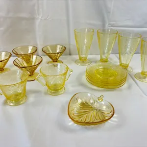 Yellow/Amber Depression Glass set