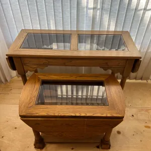 Glass Inlaid Drop Leaf Tables