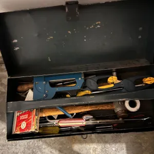 Metal tool box with tools