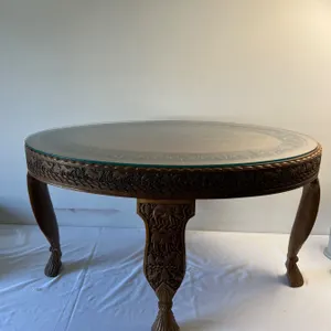 Ornately Carved Elephant Table