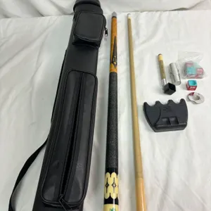 Coffin Pool Cue with Case and Accessories