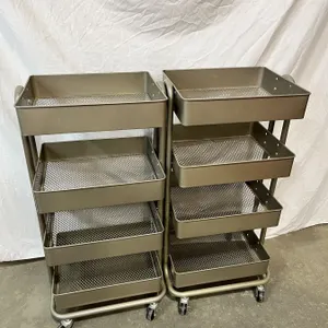 2 Metal Organizing/Storage Carts on Wheels (4 Trays Each)