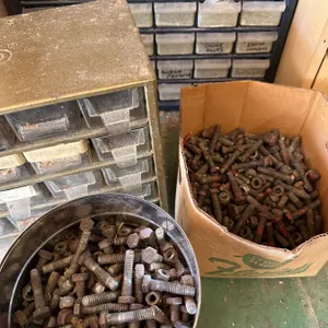 Screws, nuts & 2 storage bins