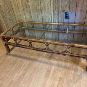 Bamboo Style Glass Top Table