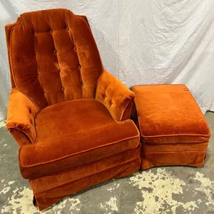 Vintage Orange Velvet Swivel Rocker Chair
