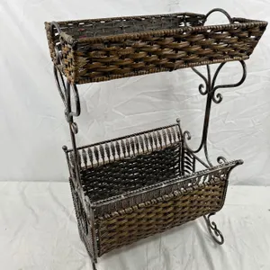 Wicker & Metal Magazine Rack