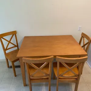 Wooden Dining Room Table and 4 Chairs