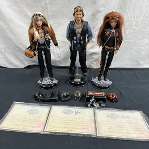 3 Harley Davidson Barbies & Accessories