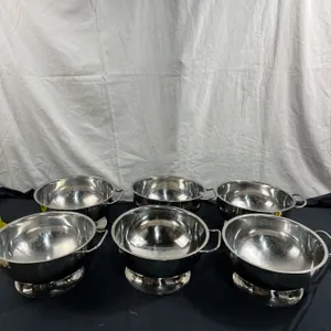 6 Stainless Steel Round Bottom Bowls With Bases