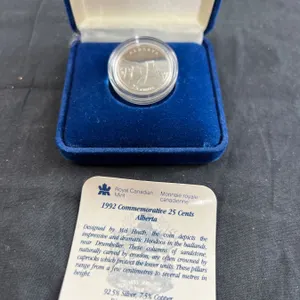 Royal Canadian Mint Commemorative 1992 25 Cent Alberta Coin ((92.5% Silver)