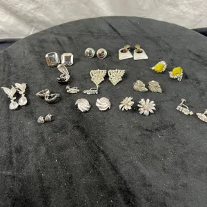 14 Pairs Silver Coloured Fashion Clip On Earrings