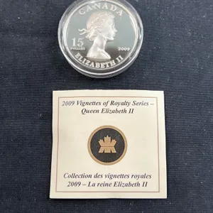 Royal Canadian Mint 2009 Vignettes Of Royalty Series- Queen Elizabeth II $15 Coin (92.5% Silver)