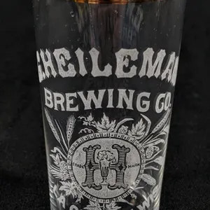 PRE PRO G. HEILEMAN BREWING CO LA CROSSE WISCONSIN ETCHED BEER DRINKING GLASS