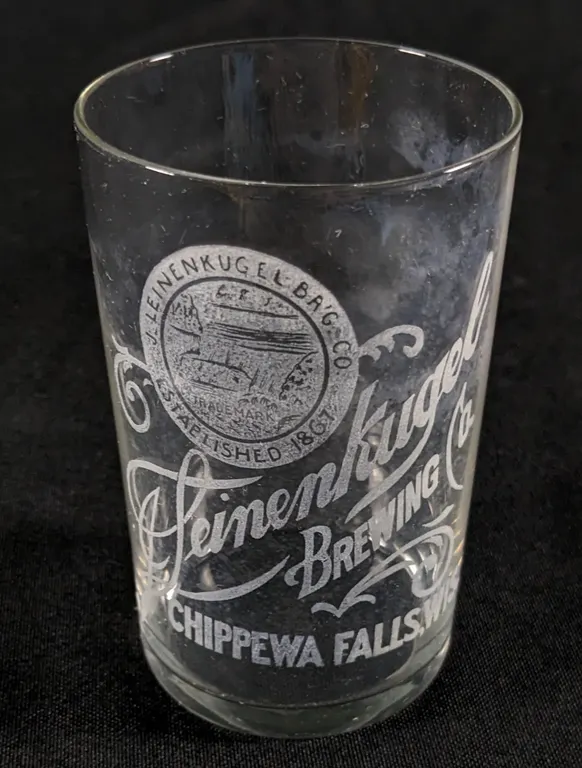 PRE PRO J LEINENKUGEL BREWING CO CHIPPEWA FALLS WISCONSIN ETCHED BEER DRINKING GLASS
