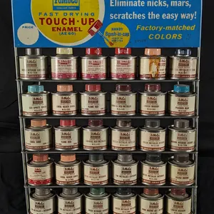 FORD FOMOCO GENUINE PARTS TOUCH UP ENAMEL PAINT CAN COUNTER TOP RACK SIGN