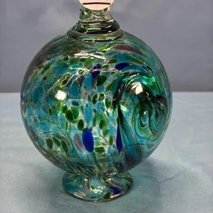 MULTI COLOURED 5IN TALL HANGING GLASS GLOBE