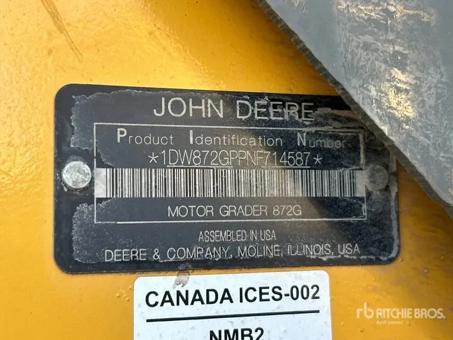 2022 John Deere 872G AWD Motor Grader